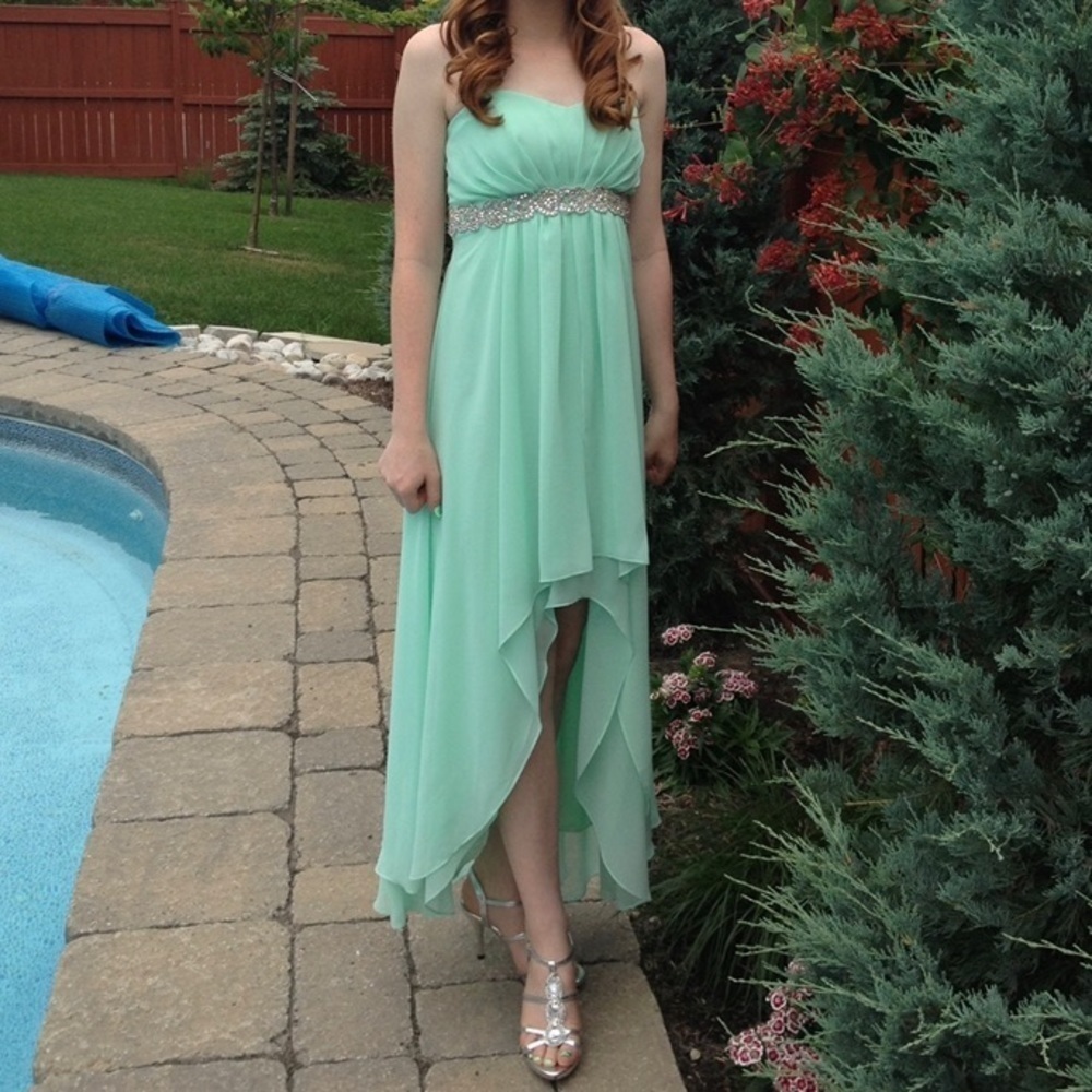 Juno Dress Collection Mint Green High Low Strapless Prom Dress